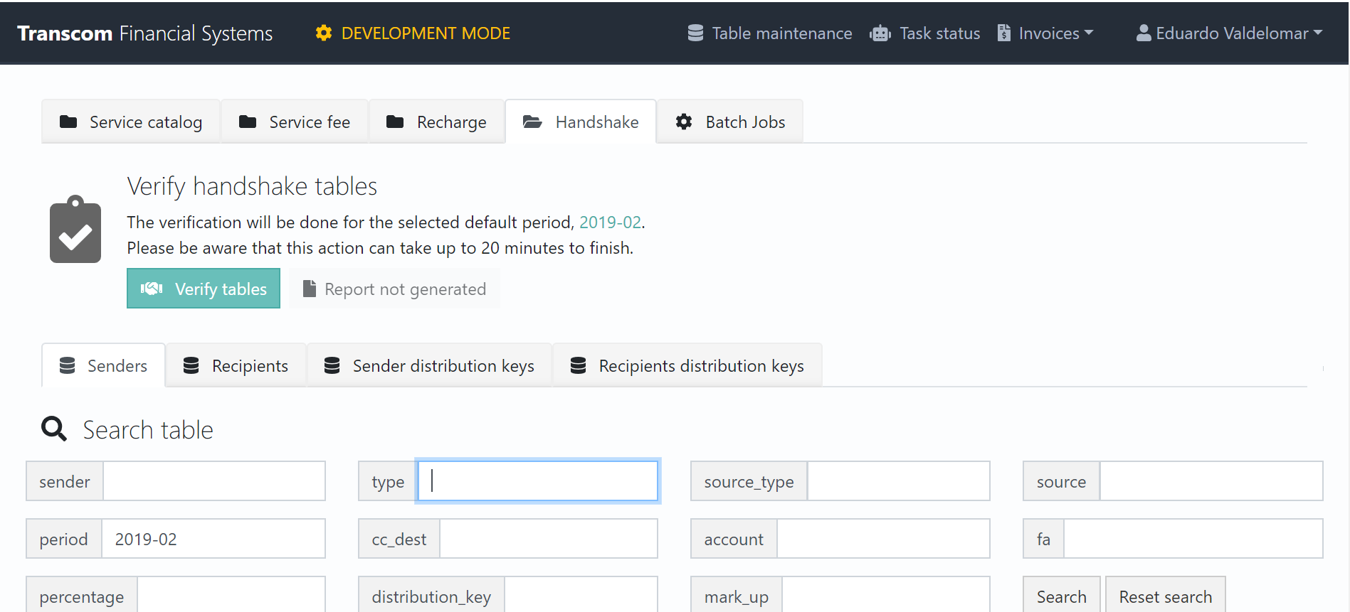 Intercompany automation "Verify handshake tables"