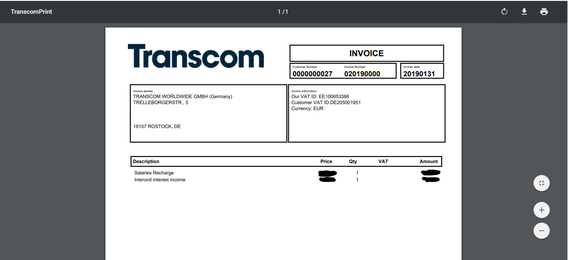 Intercompany automation invoice